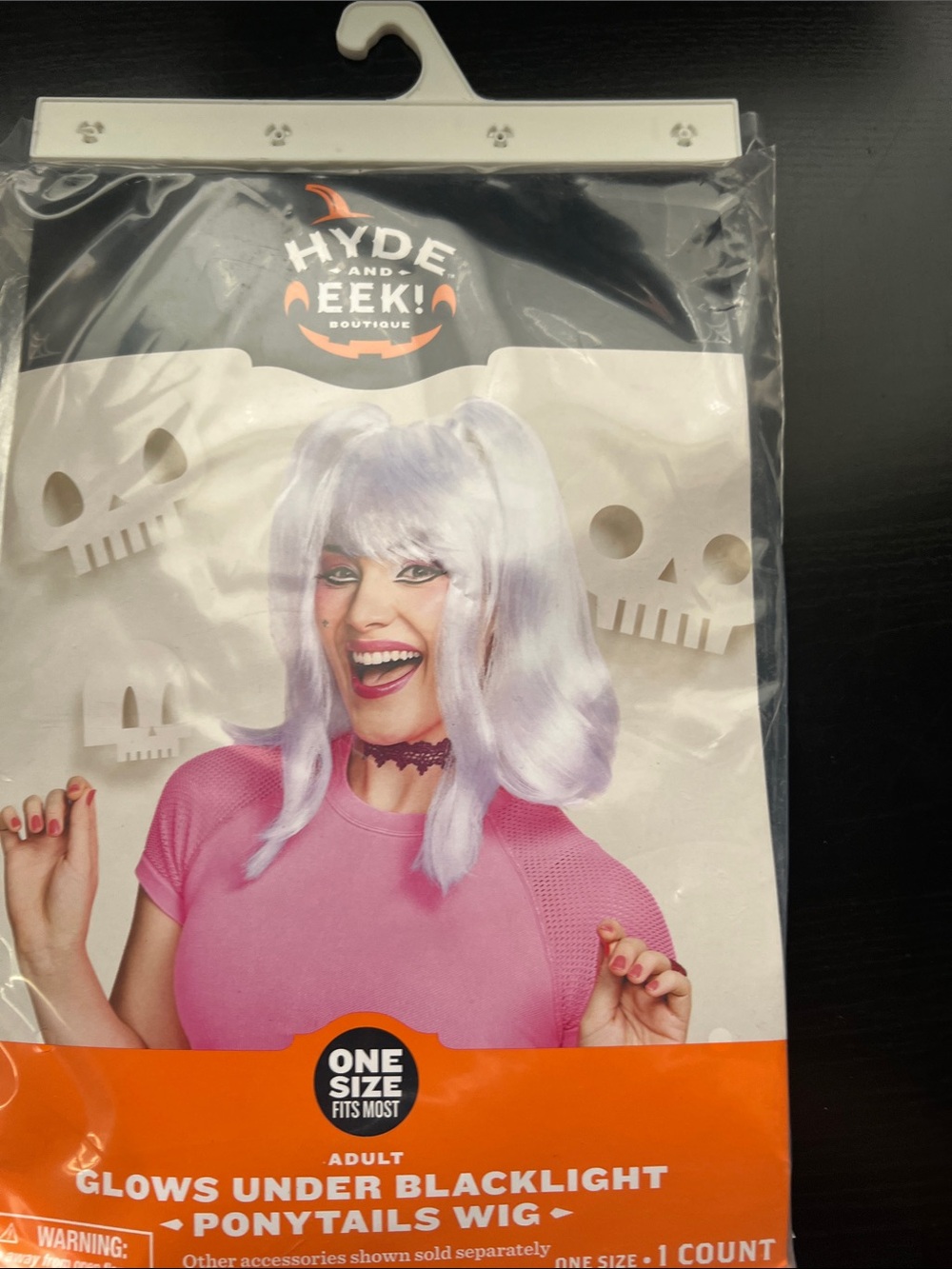 New Adult glow under blacklight Ponytails Wig one size